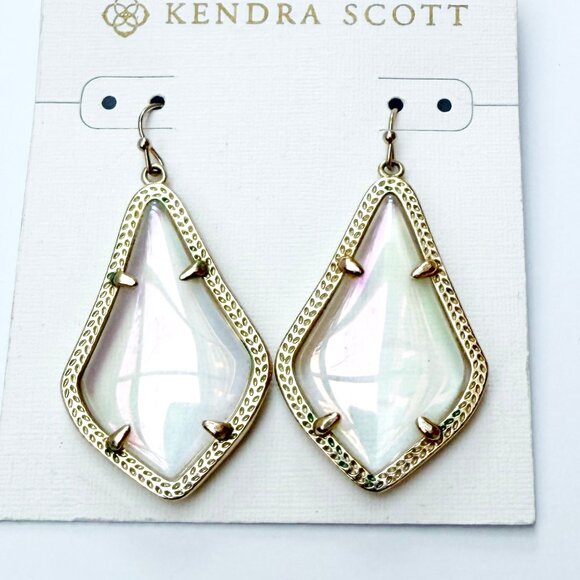 Kendra Scott Iridescent Gold Toned Glass Alex Earrings - Picture 2 of 4